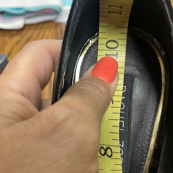 RACHEL ZOE Sam black patent leather 3 strap heeled pump point toe size 10 - Picture 16 of 17